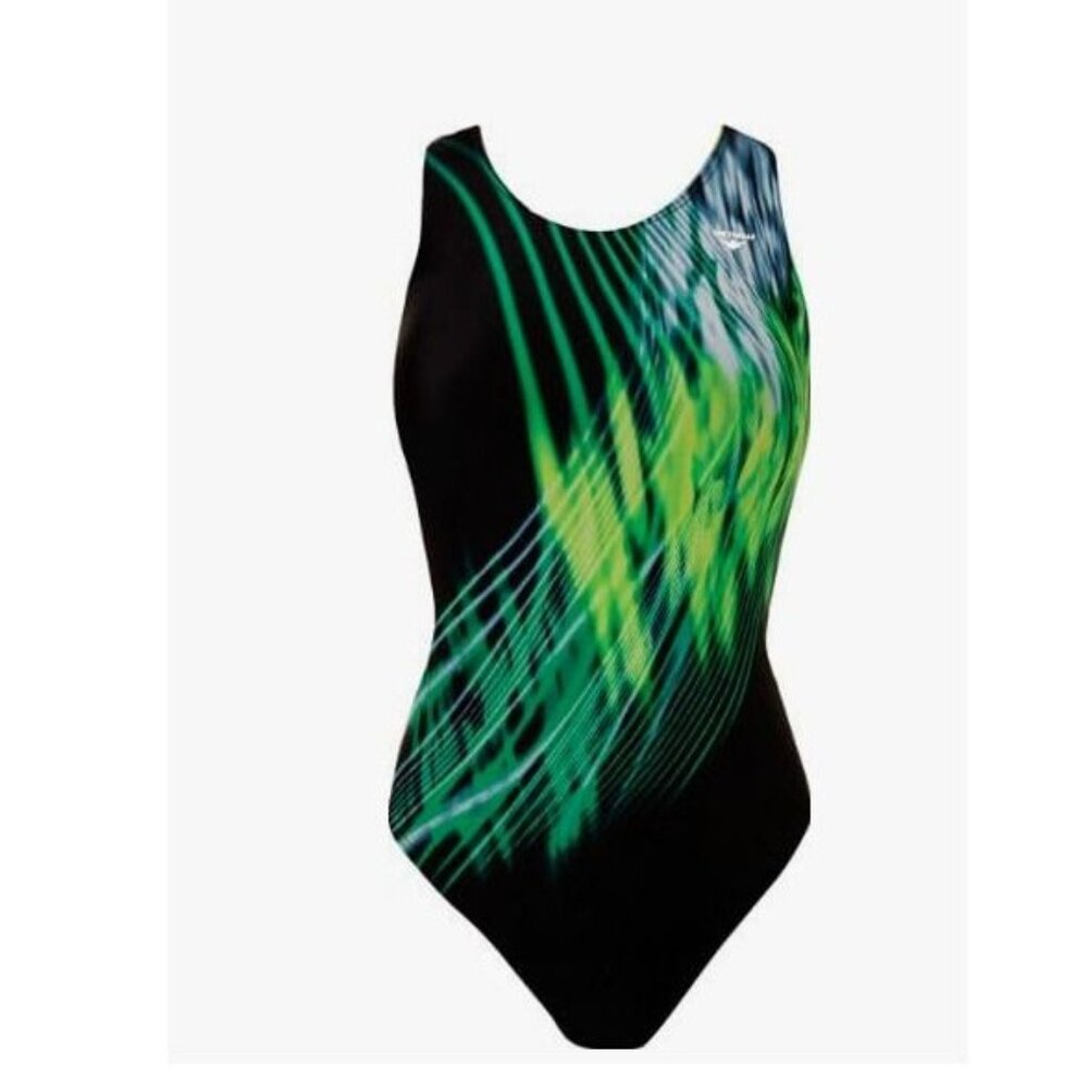 The Finals Girl’s Pipeline Super V-Back Swimsuit,  Green/Black, Sz. 20